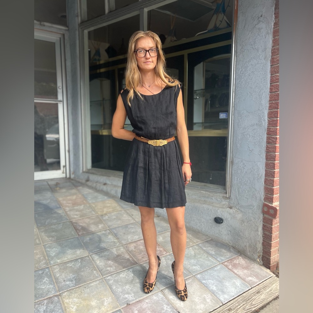 Charlotte Ronson Black Linen Sleeveless Mini Dress – Size 4